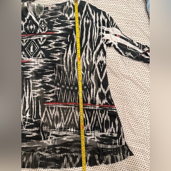 Jess & Jane Contrast Bold Abstract Tribak Print Tunic Top Size L #1704 - Picture 11 of 11